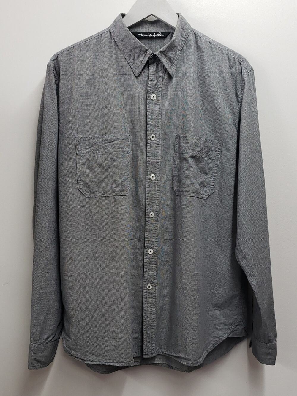 Travis Mathew Button Up Shirt Long Sleeve Men's Large Micro Hounstooth